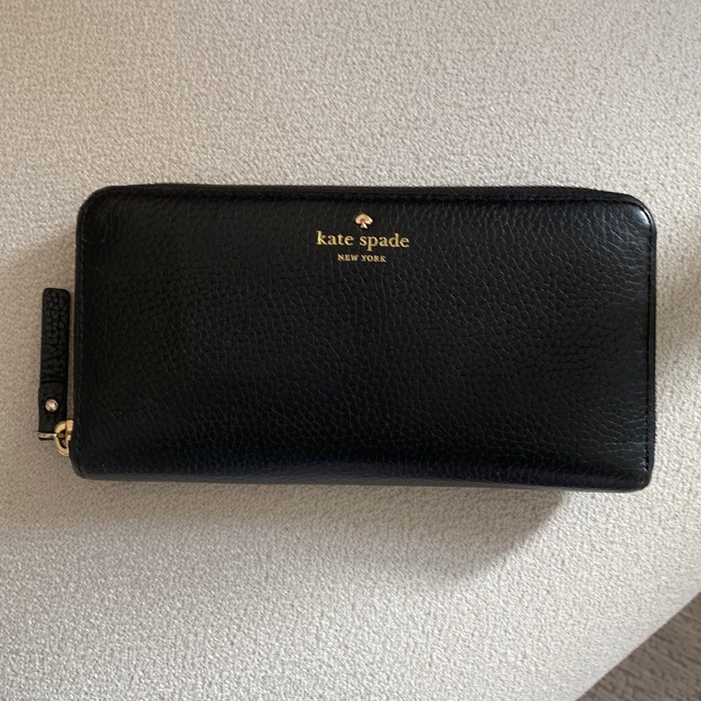 Kate Spade - leila large continental wallet pebbled black leather